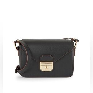 Longchamp Le Pliage Heritage Small Black Leather Crossbody Bag